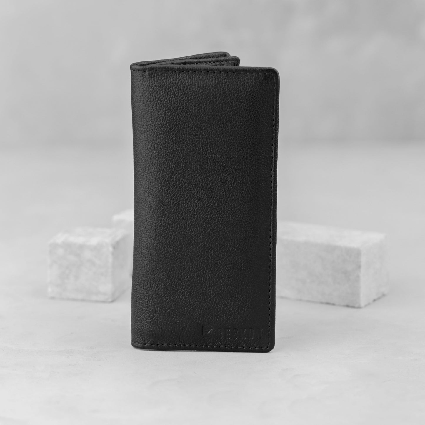 Valorous Tall Elite Black Genuine Leather Long Wallet | 12 Card Slots, Cash & Zipper Pockets