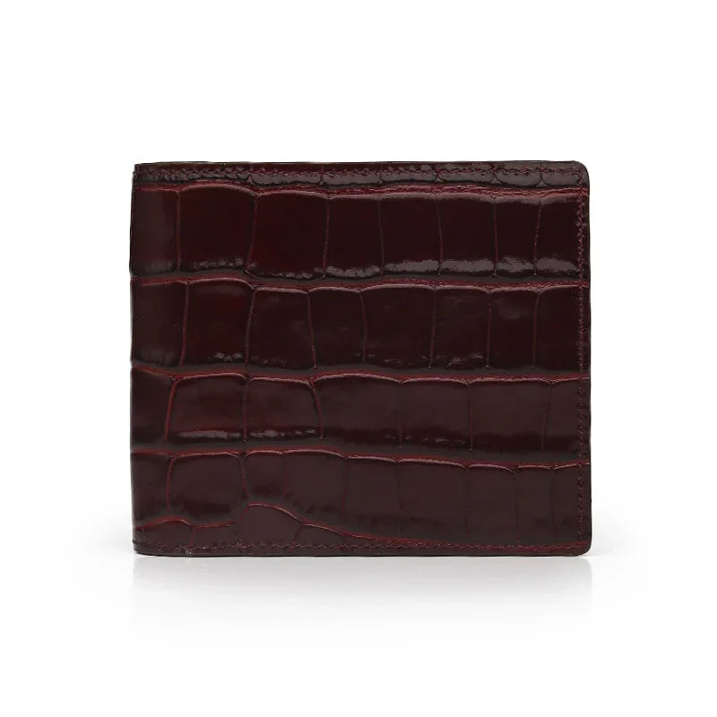 Men Wallet - Top Grain Crocodile Pattern Calfskin from Italy (RFID Blocking)