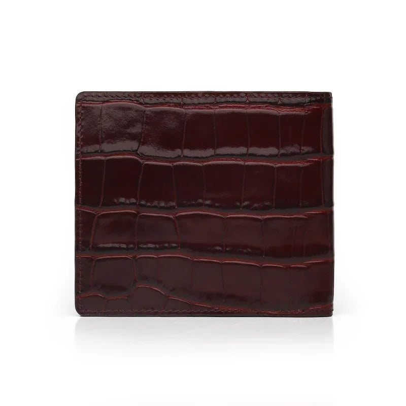 Men Wallet - Top Grain Crocodile Pattern Calfskin from Italy (RFID Blocking)