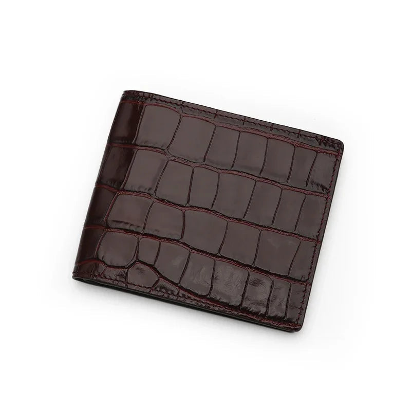 Men Wallet - Top Grain Crocodile Pattern Calfskin from Italy (RFID Blocking)