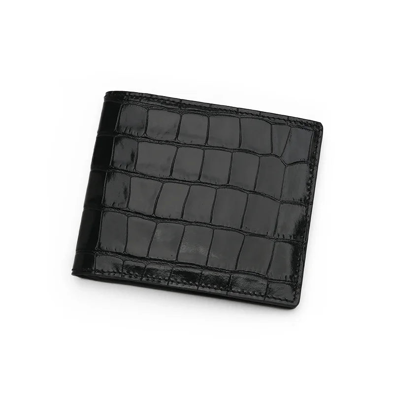 Men Wallet - Top Grain Crocodile Pattern Calfskin from Italy (RFID Blocking)