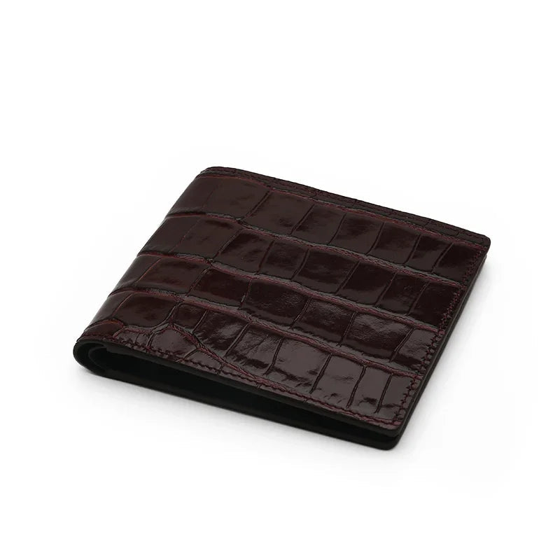 Men Wallet - Top Grain Crocodile Pattern Calfskin from Italy (RFID Blocking)