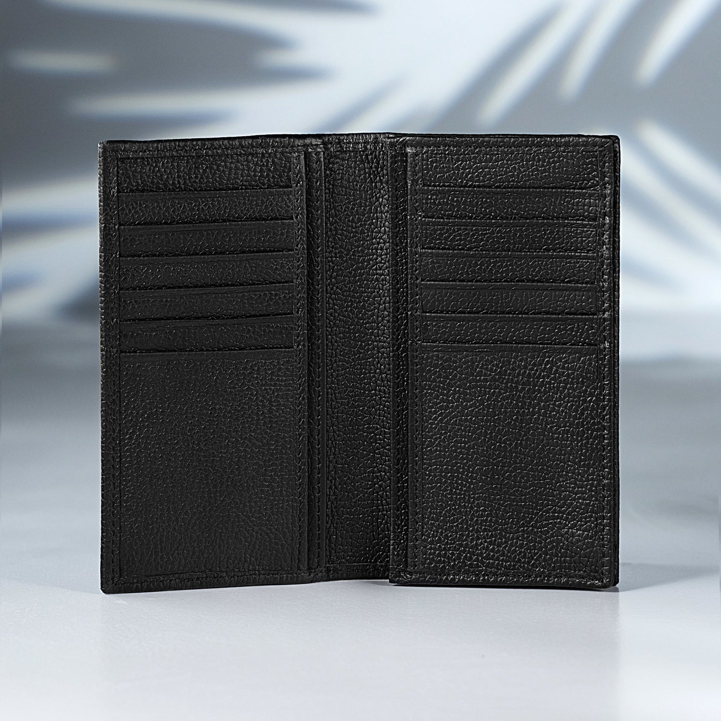 Signature Black Leather Long Wallet for Men | Multi Card & Cash Organizer
