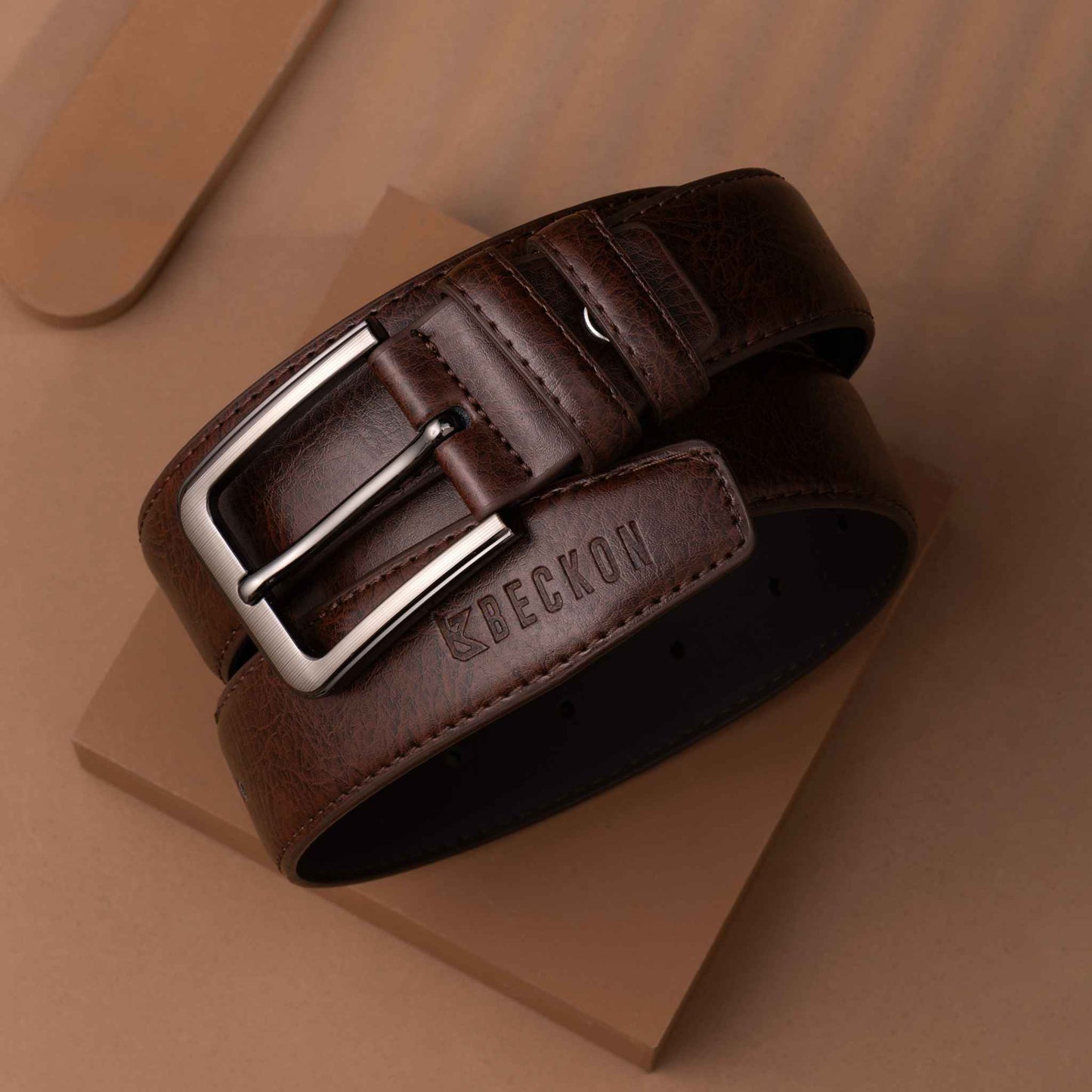 Vortex - Textured Brown Leather Belt
