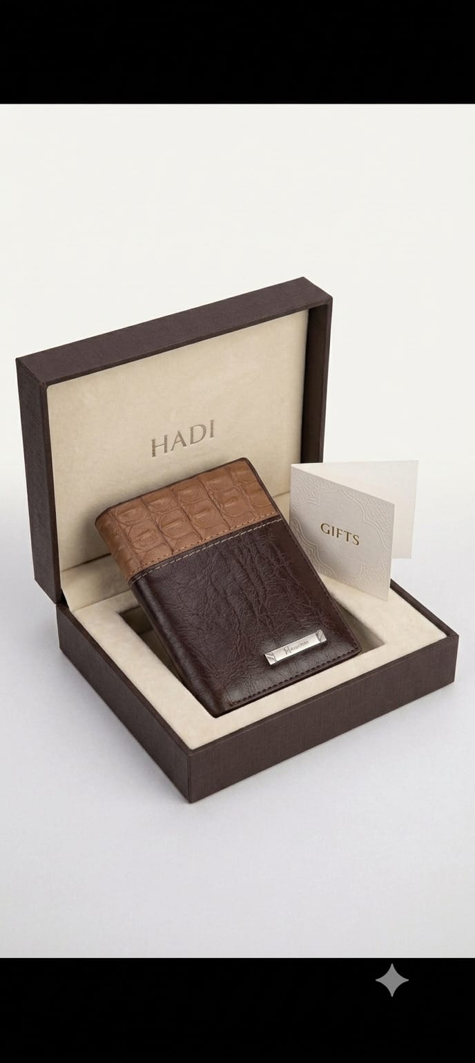 Hadi Collections Men's Trifold Leather Wallet