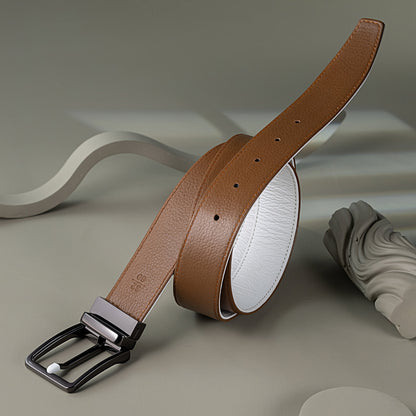 BECKON Fusion Reversible Leather Belt for Men | 2 Colors in 1 Design
