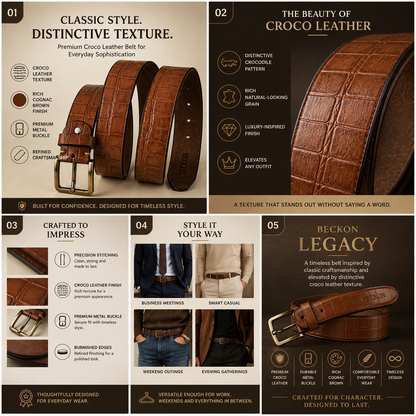 BECKON Legacy Croco Leather Belt | Stylish & Versatile