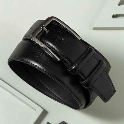 Stratos - Premium Black Men's Leather Belt
