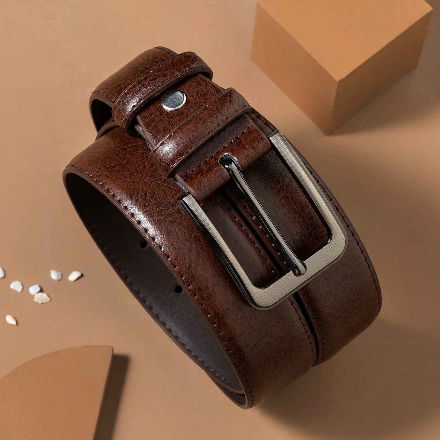 Vortex - Textured Brown Leather Belt