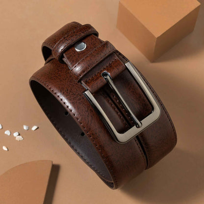 Vortex - Textured Brown Leather Belt
