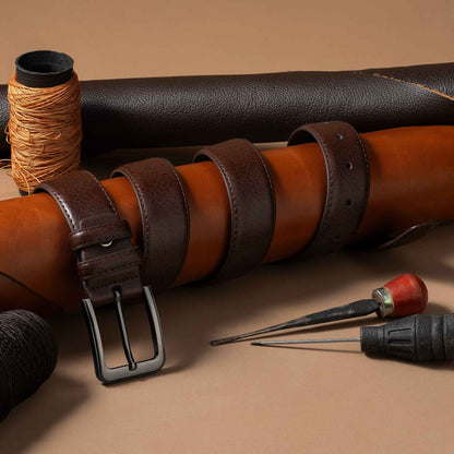 Vortex - Textured Brown Leather Belt